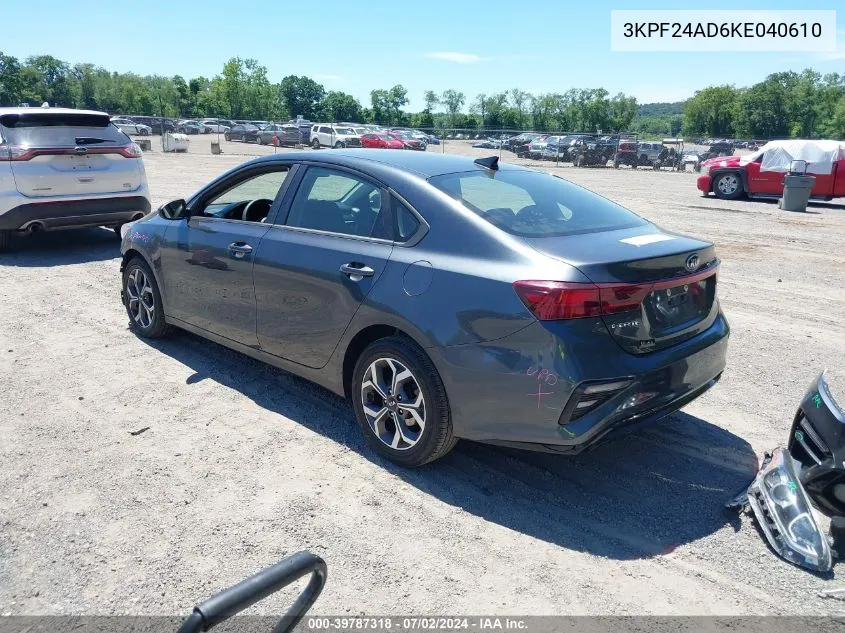 2019 Kia Forte Lxs VIN: 3KPF24AD6KE040610 Lot: 39787318