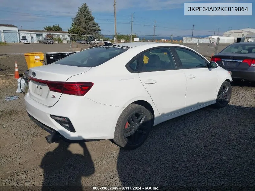 2019 Kia Forte Gt Line/S VIN: 3KPF34AD2KE019864 Lot: 39832845