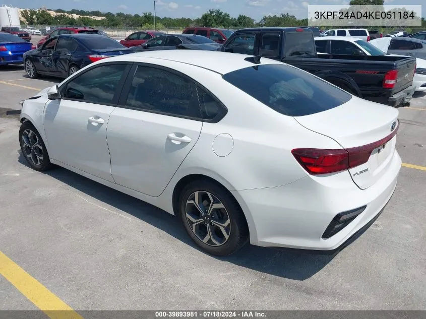 2019 Kia Forte Lxs VIN: 3KPF24AD4KE051184 Lot: 39893981