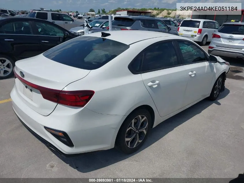 2019 Kia Forte Lxs VIN: 3KPF24AD4KE051184 Lot: 39893981