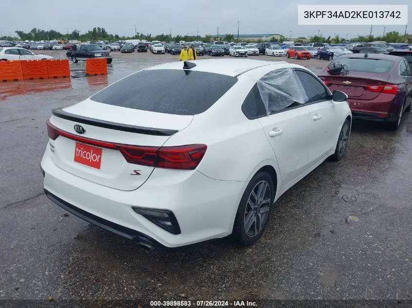 2019 Kia Forte S VIN: 3KPF34AD2KE013742 Lot: 39898583