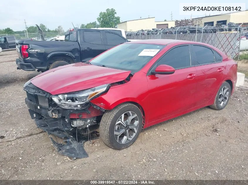 2019 Kia Forte Lxs VIN: 3KPF24AD0KE108142 Lot: 39919547