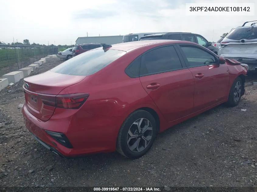 2019 Kia Forte Lxs VIN: 3KPF24AD0KE108142 Lot: 39919547