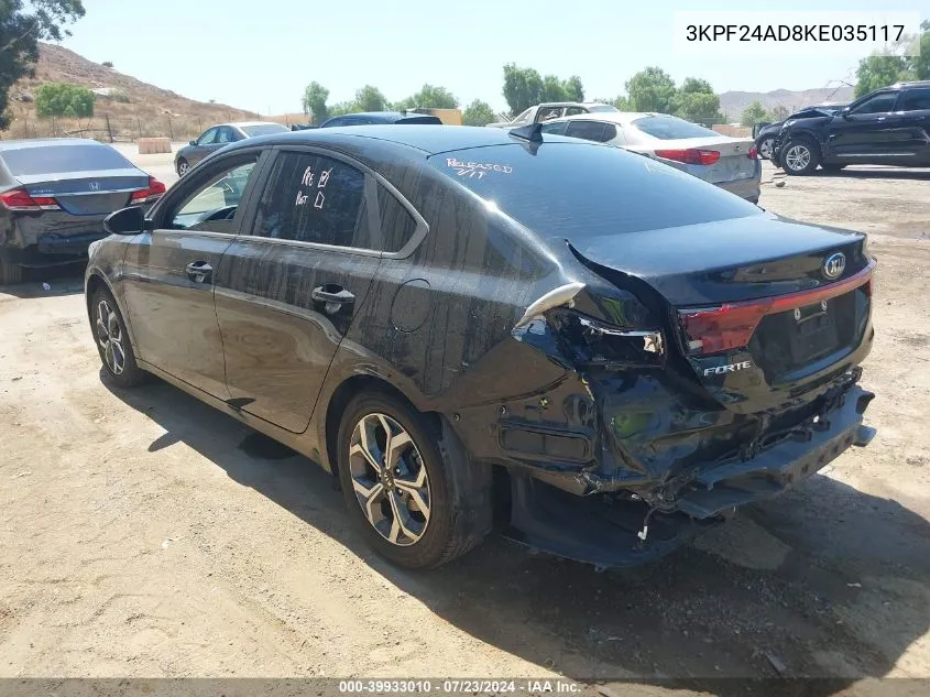 3KPF24AD8KE035117 2019 Kia Forte Lxs