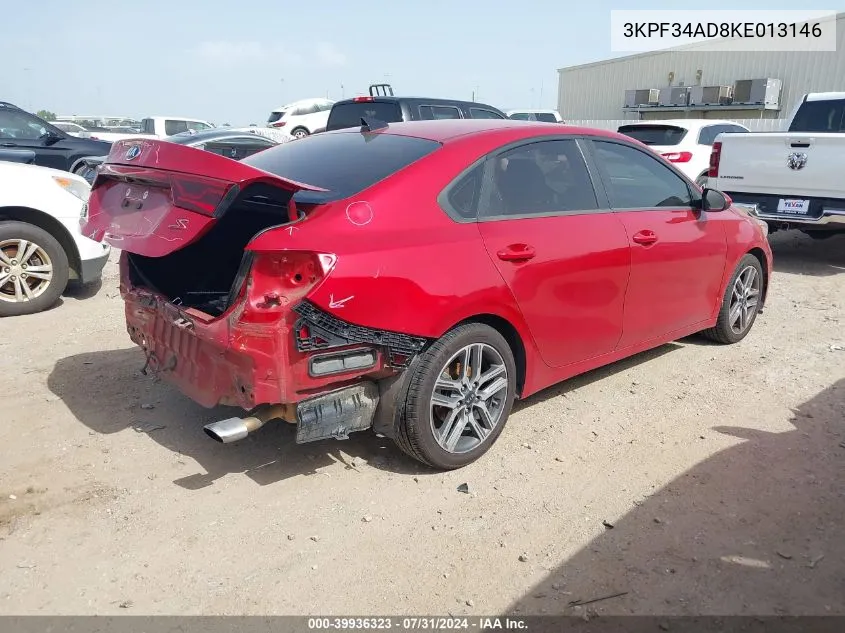 2019 Kia Forte S VIN: 3KPF34AD8KE013146 Lot: 39936323