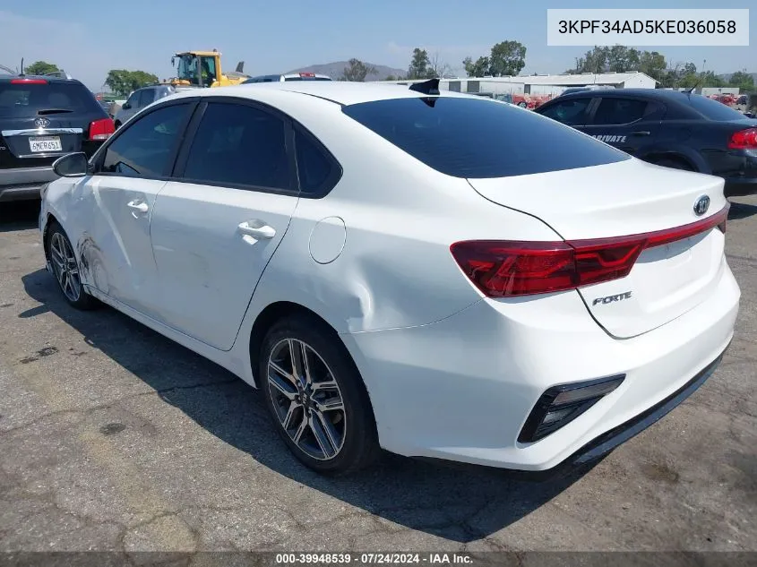 2019 Kia Forte S VIN: 3KPF34AD5KE036058 Lot: 39948539