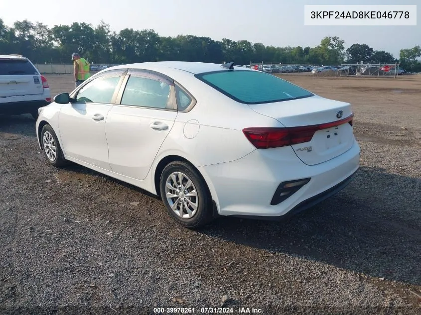 2019 Kia Forte Fe VIN: 3KPF24AD8KE046778 Lot: 39978261