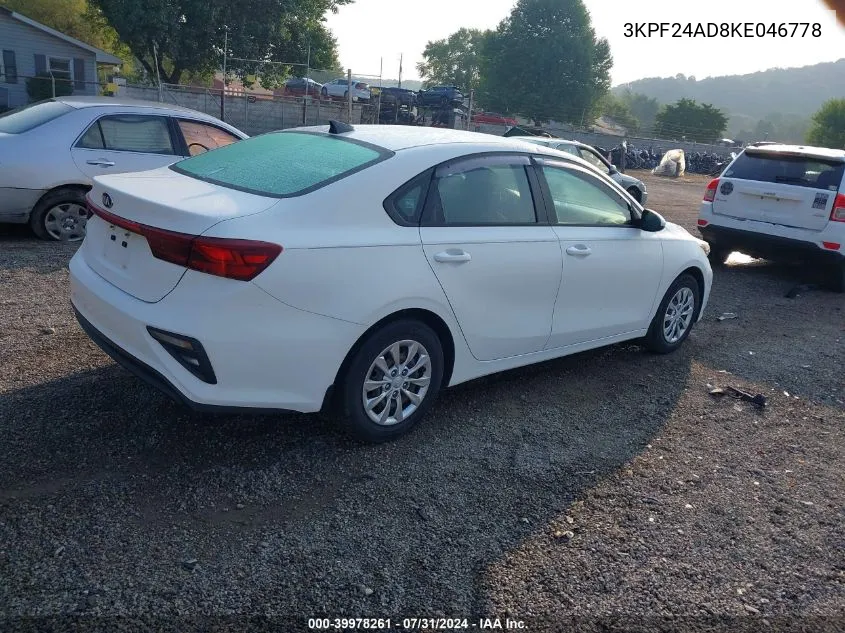 2019 Kia Forte Fe VIN: 3KPF24AD8KE046778 Lot: 39978261