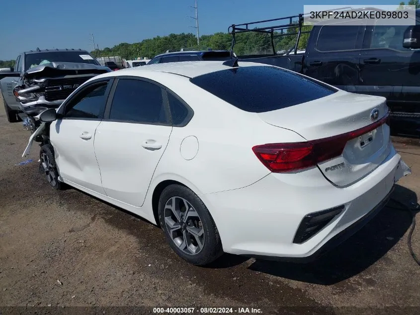 2019 Kia Forte Fe/Lx/Lxs VIN: 3KPF24AD2KE059803 Lot: 40003057