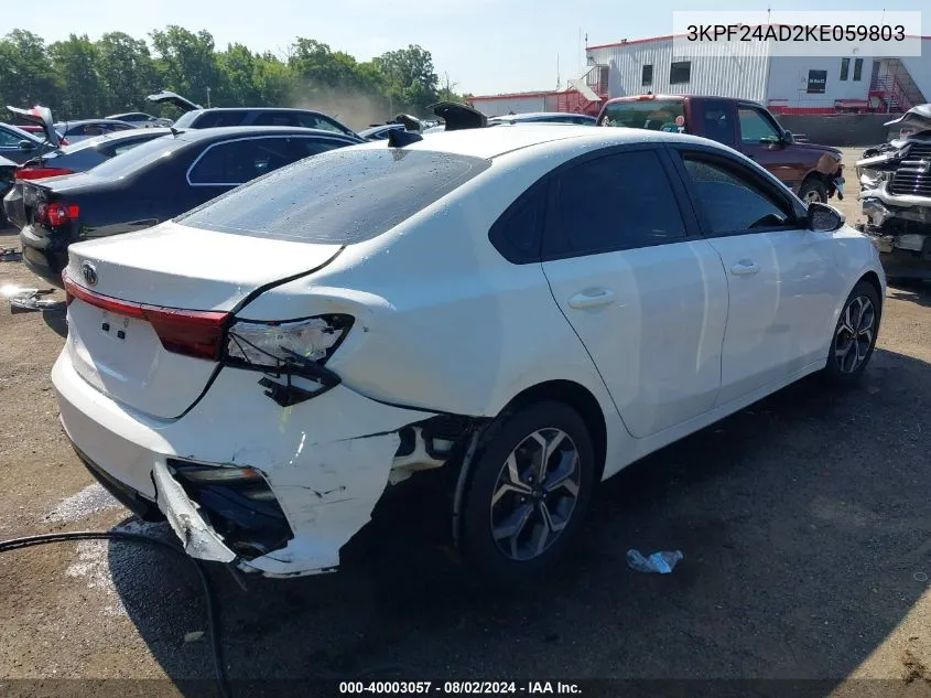 2019 Kia Forte Fe/Lx/Lxs VIN: 3KPF24AD2KE059803 Lot: 40003057