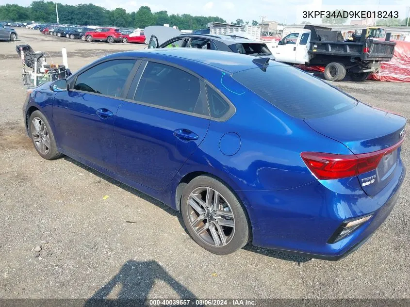 2019 Kia Forte S VIN: 3KPF34AD9KE018243 Lot: 40039557