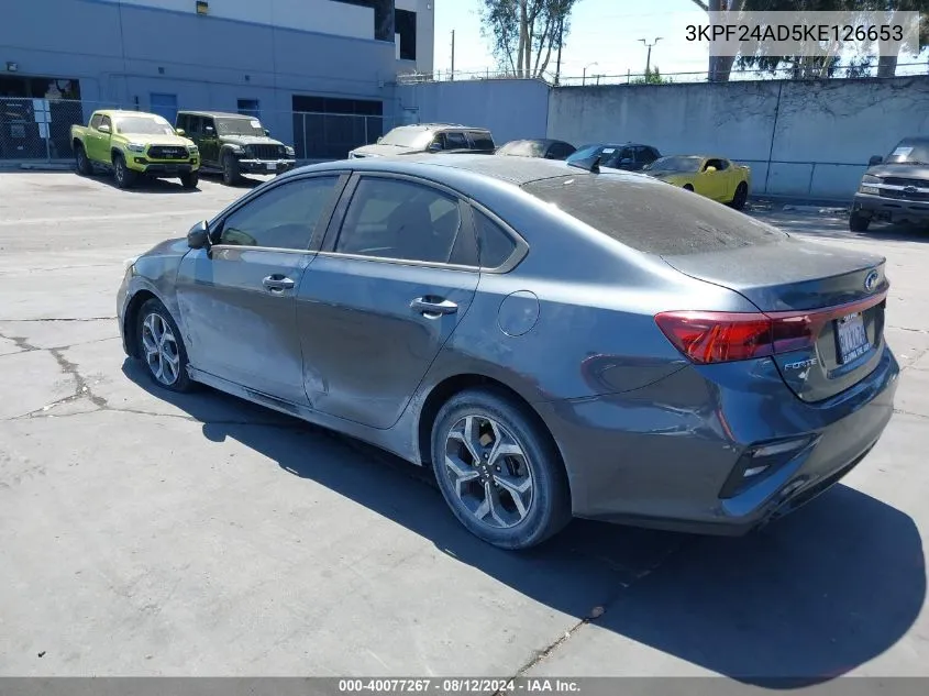 2019 Kia Forte Lxs VIN: 3KPF24AD5KE126653 Lot: 40077267