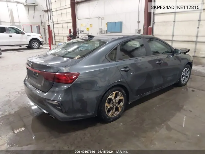 2019 Kia Forte Lxs VIN: 3KPF24AD1KE112815 Lot: 40107940