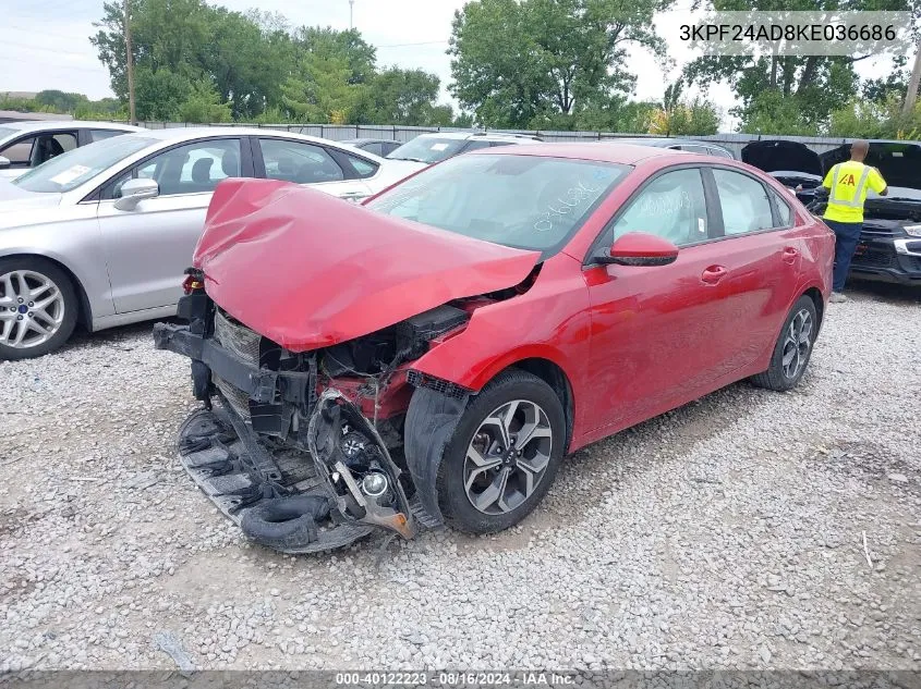 2019 Kia Forte Fe/Lx/Lxs VIN: 3KPF24AD8KE036686 Lot: 40122223