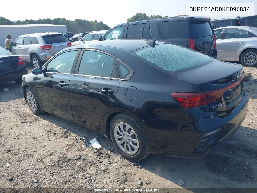 2019 Kia Forte Fe VIN: 3KPF24AD0KE096834 Lot: 40122636