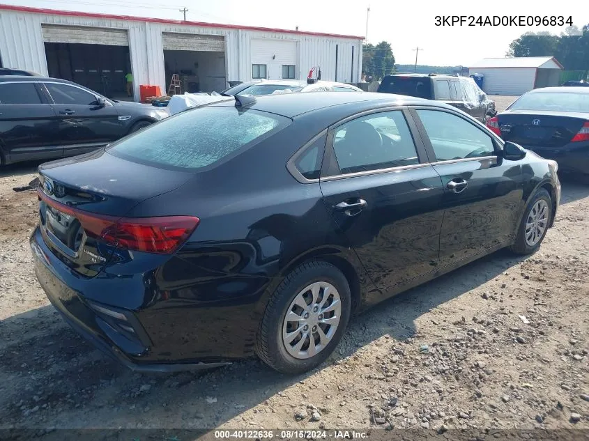 2019 Kia Forte Fe VIN: 3KPF24AD0KE096834 Lot: 40122636