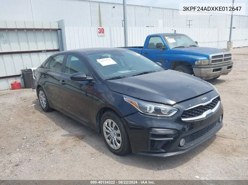 3KPF24ADXKE012647 2019 Kia Forte Fe