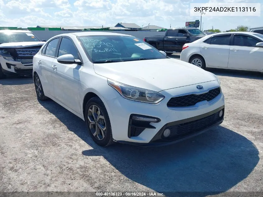 3KPF24AD2KE113116 2019 Kia Forte Lxs