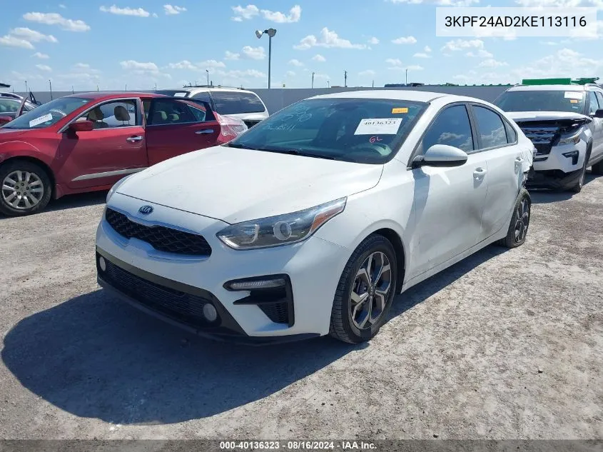 3KPF24AD2KE113116 2019 Kia Forte Lxs