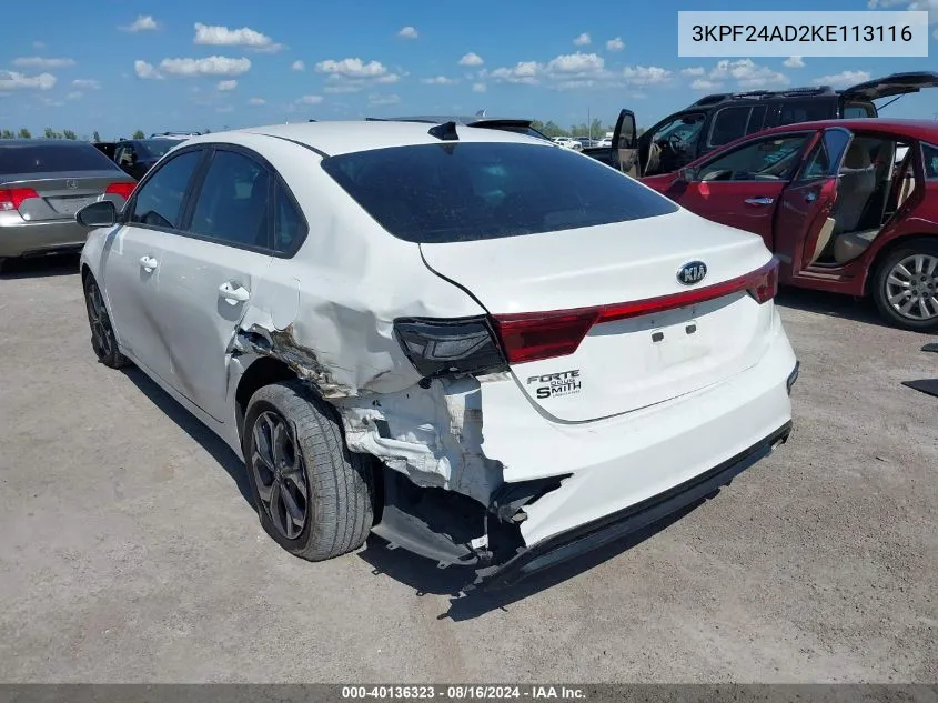 2019 Kia Forte Lxs VIN: 3KPF24AD2KE113116 Lot: 40136323