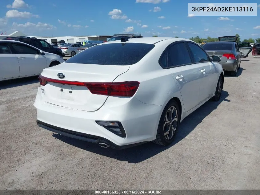 2019 Kia Forte Lxs VIN: 3KPF24AD2KE113116 Lot: 40136323