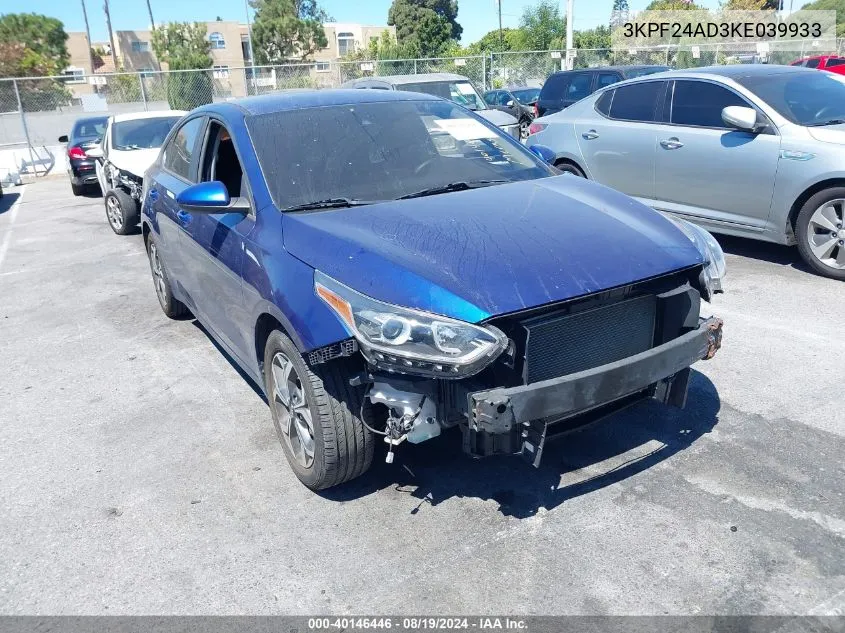 2019 Kia Forte Lxs VIN: 3KPF24AD3KE039933 Lot: 40146446