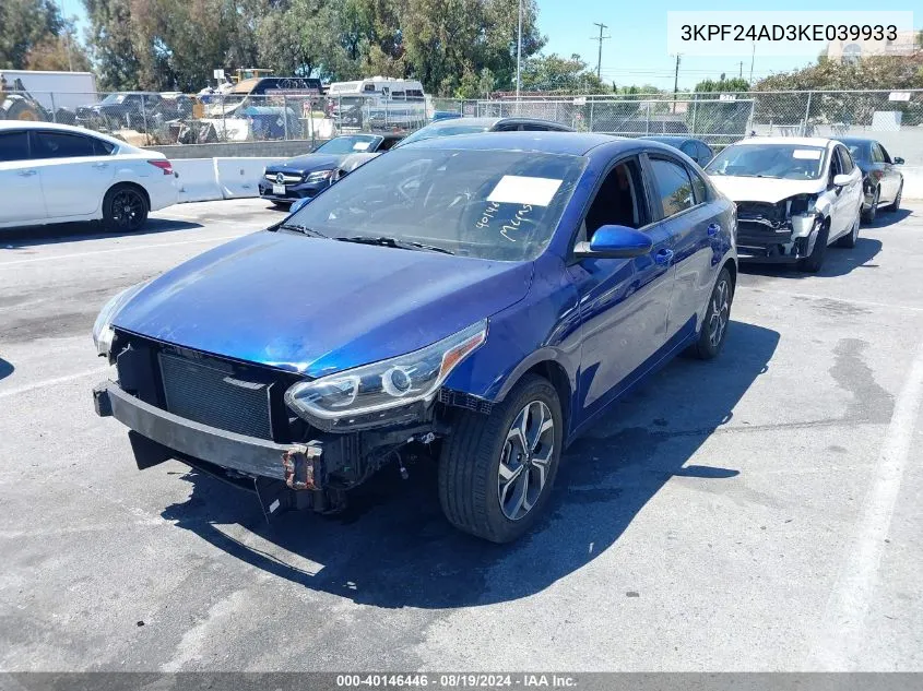 2019 Kia Forte Lxs VIN: 3KPF24AD3KE039933 Lot: 40146446