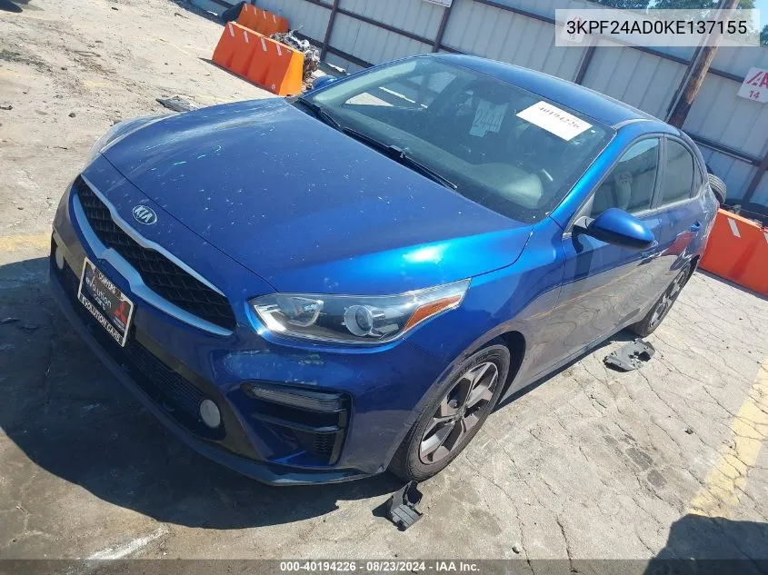 3KPF24AD0KE137155 2019 Kia Forte Lxs