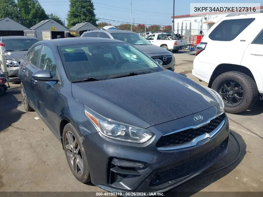 2019 Kia Forte S VIN: 3KPF34AD7KE127316 Lot: 40195319