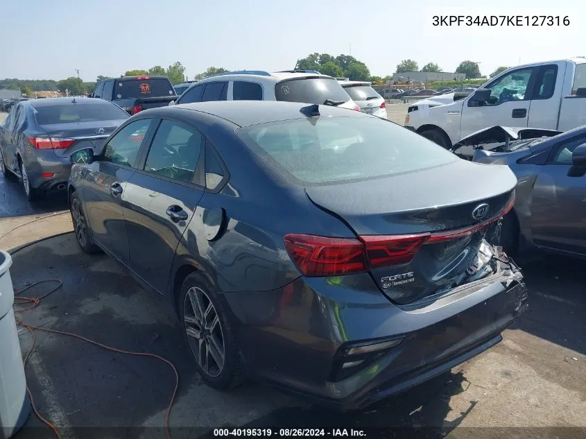 2019 Kia Forte S VIN: 3KPF34AD7KE127316 Lot: 40195319