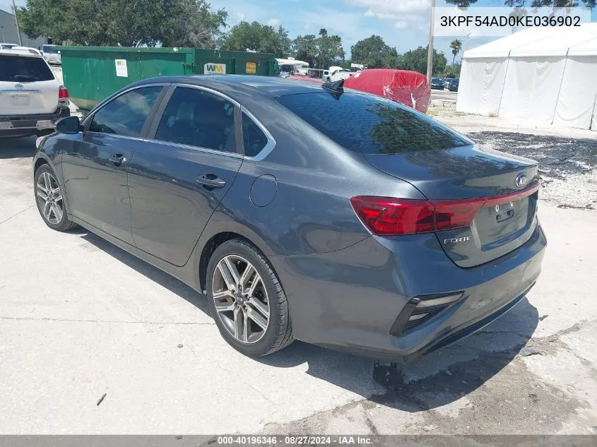 2019 Kia Forte Ex VIN: 3KPF54AD0KE036902 Lot: 40196346