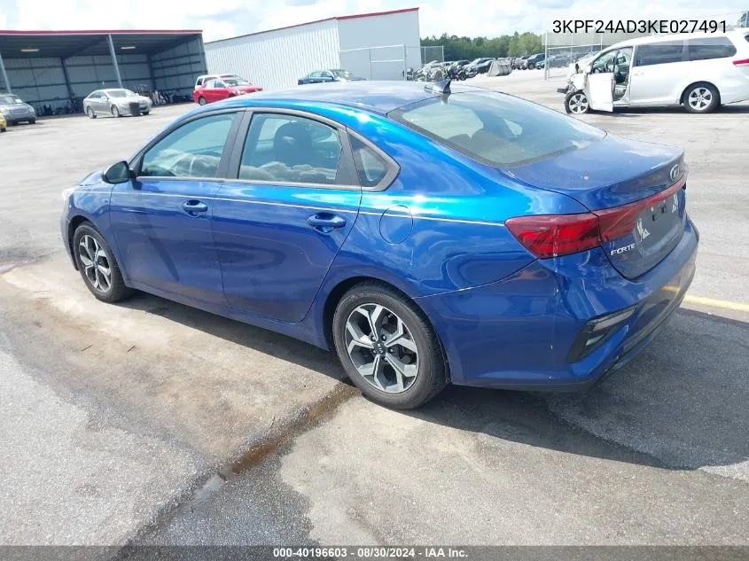 2019 Kia Forte Lxs VIN: 3KPF24AD3KE027491 Lot: 40196603