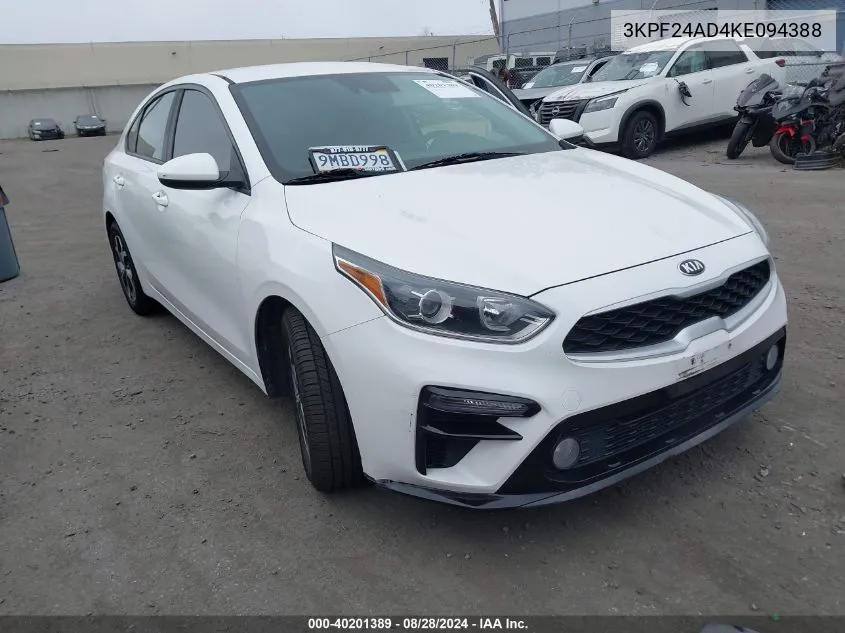 2019 Kia Forte Lxs VIN: 3KPF24AD4KE094388 Lot: 40201389