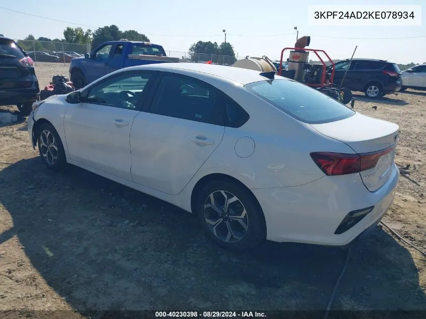 2019 Kia Forte Lxs VIN: 3KPF24AD2KE078934 Lot: 40230398