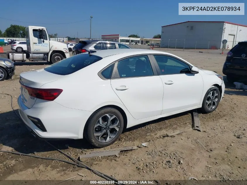 3KPF24AD2KE078934 2019 Kia Forte Lxs