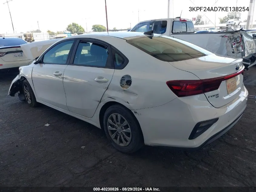 2019 Kia Forte Fe VIN: 3KPF24AD7KE138254 Lot: 40230826