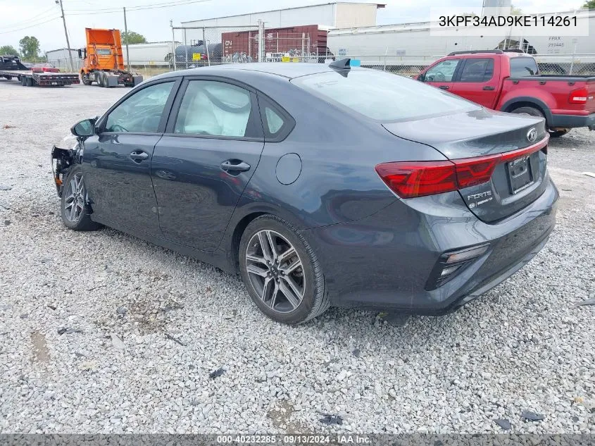 2019 Kia Forte Gt Line/S VIN: 3KPF34AD9KE114261 Lot: 40232285