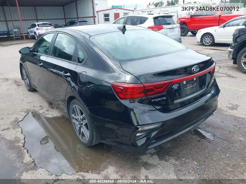 2019 Kia Forte S VIN: 3KPF34AD8KE070012 Lot: 40246865