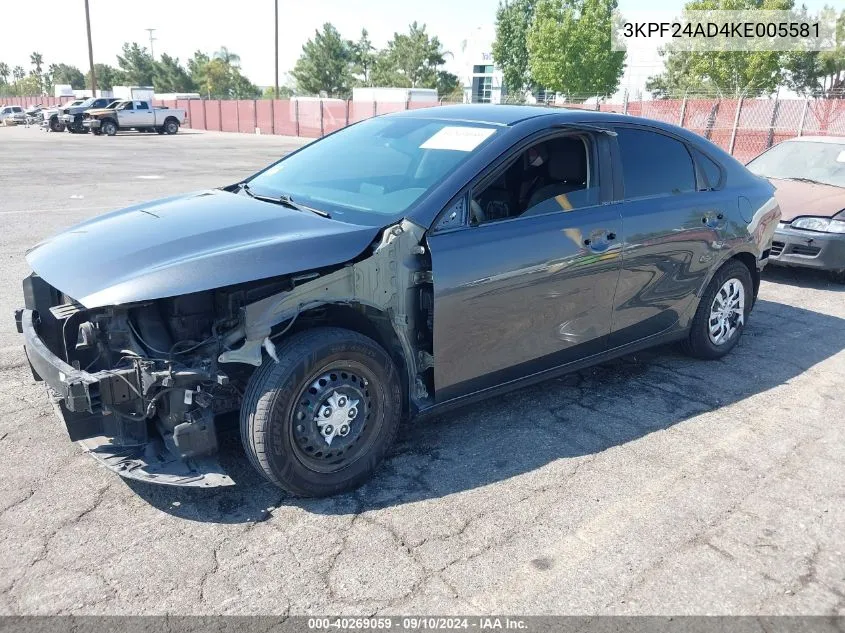 2019 Kia Forte Fe VIN: 3KPF24AD4KE005581 Lot: 40269059