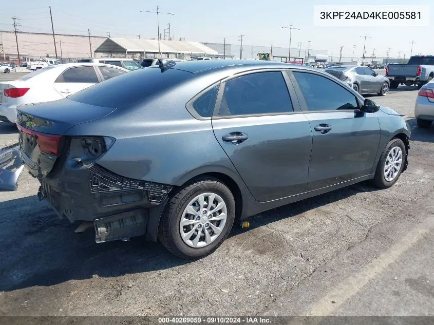 2019 Kia Forte Fe VIN: 3KPF24AD4KE005581 Lot: 40269059