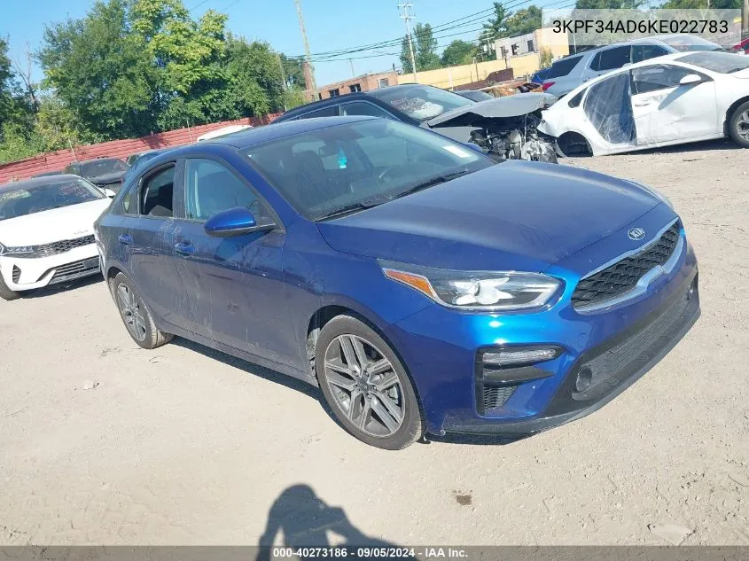 2019 Kia Forte Gt Line/S VIN: 3KPF34AD6KE022783 Lot: 40273186