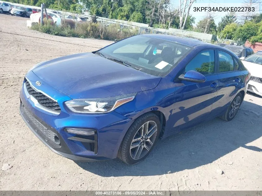 2019 Kia Forte Gt Line/S VIN: 3KPF34AD6KE022783 Lot: 40273186