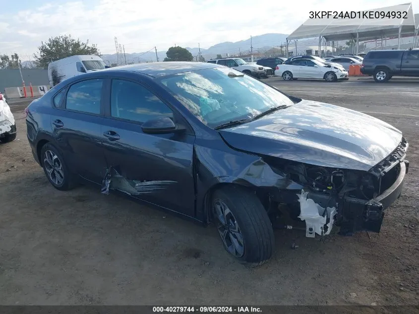 2019 Kia Forte Lxs VIN: 3KPF24AD1KE094932 Lot: 40279744