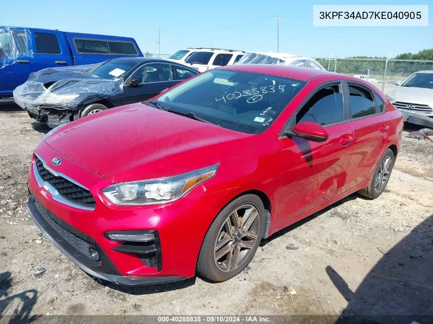 2019 Kia Forte S VIN: 3KPF34AD7KE040905 Lot: 40285835