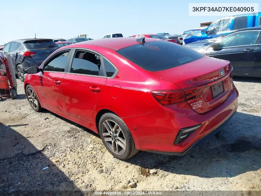 2019 Kia Forte S VIN: 3KPF34AD7KE040905 Lot: 40285835