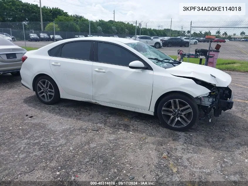 2019 Kia Forte S VIN: 3KPF34AD0KE114018 Lot: 40314878