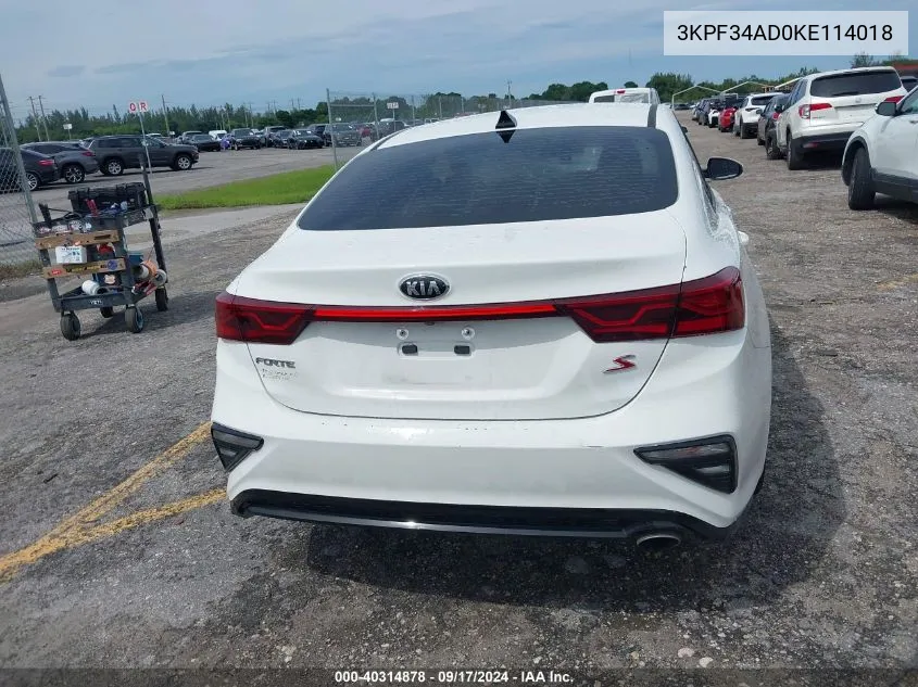 3KPF34AD0KE114018 2019 Kia Forte S