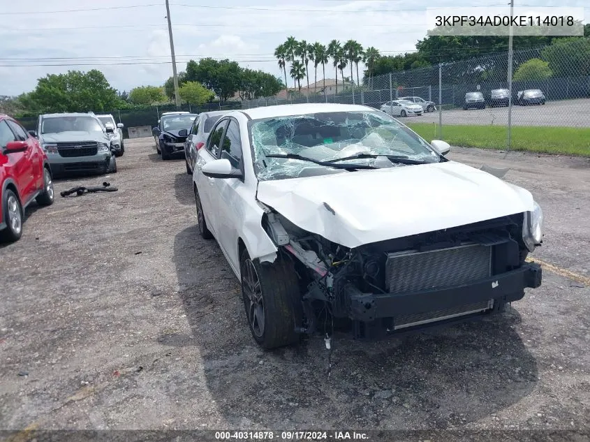 2019 Kia Forte S VIN: 3KPF34AD0KE114018 Lot: 40314878