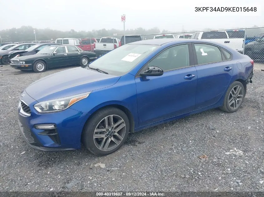 2019 Kia Forte Gt Line/S VIN: 3KPF34AD9KE015648 Lot: 40319607