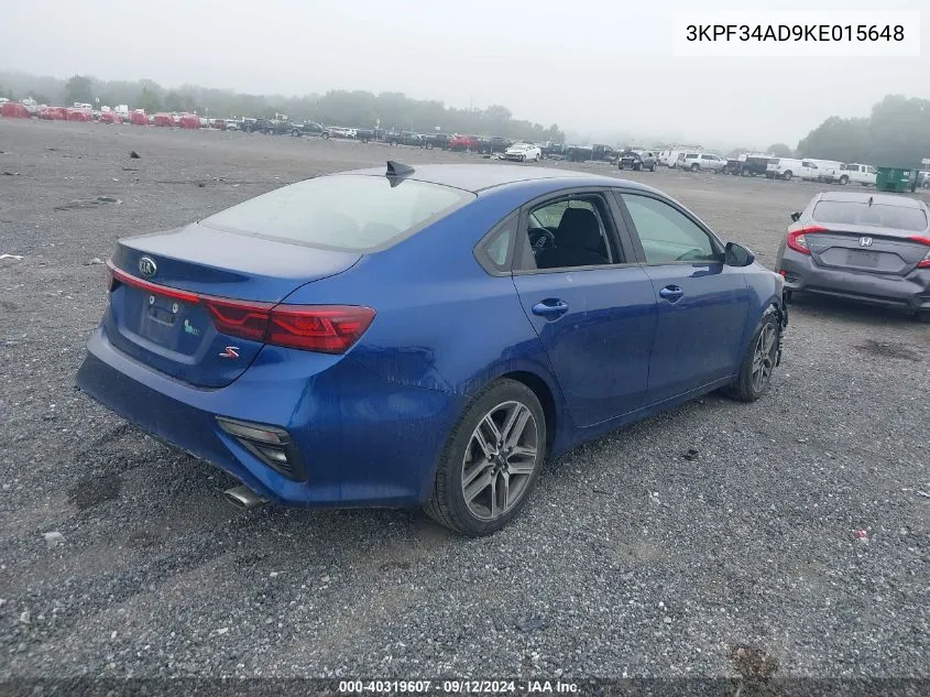 2019 Kia Forte Gt Line/S VIN: 3KPF34AD9KE015648 Lot: 40319607